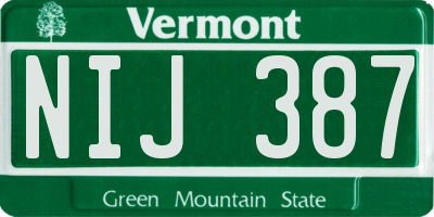 VT license plate NIJ387