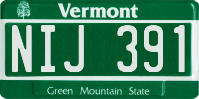 VT license plate NIJ391