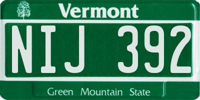 VT license plate NIJ392