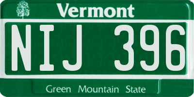 VT license plate NIJ396