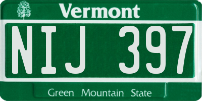VT license plate NIJ397