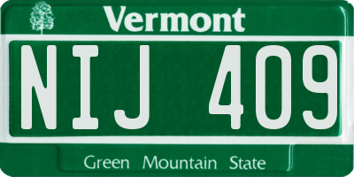 VT license plate NIJ409