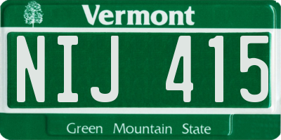 VT license plate NIJ415