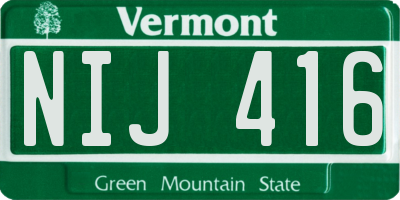 VT license plate NIJ416