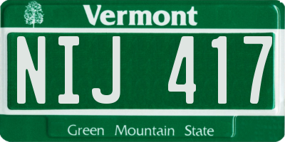VT license plate NIJ417