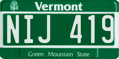 VT license plate NIJ419