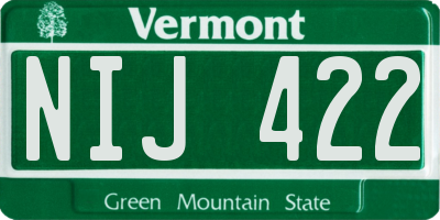 VT license plate NIJ422