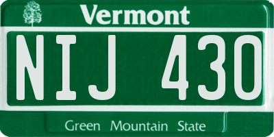 VT license plate NIJ430