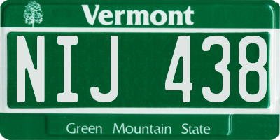 VT license plate NIJ438