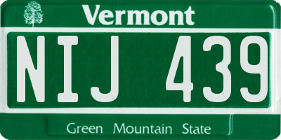 VT license plate NIJ439