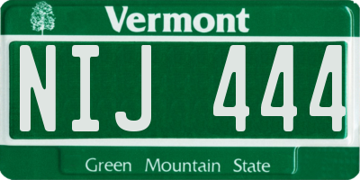 VT license plate NIJ444