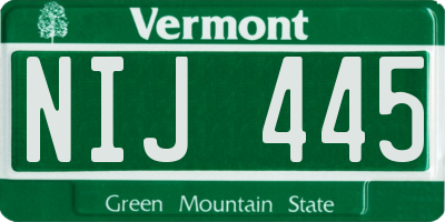 VT license plate NIJ445