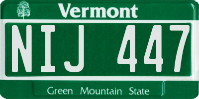 VT license plate NIJ447