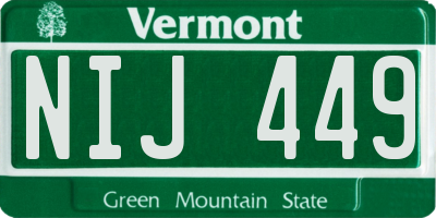 VT license plate NIJ449