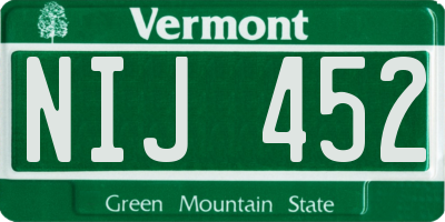 VT license plate NIJ452