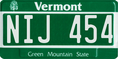 VT license plate NIJ454