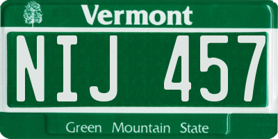 VT license plate NIJ457