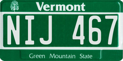 VT license plate NIJ467