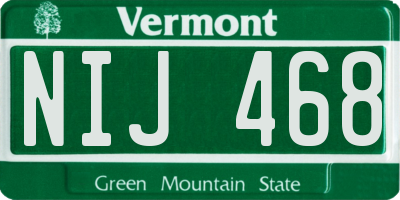 VT license plate NIJ468