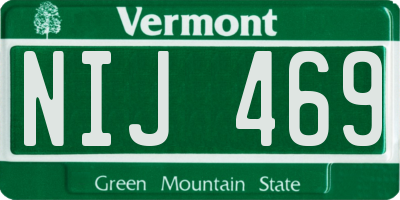 VT license plate NIJ469