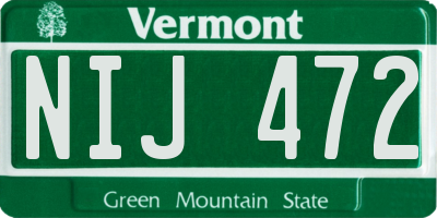 VT license plate NIJ472