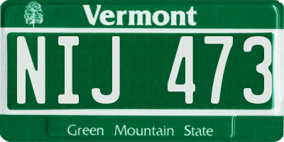 VT license plate NIJ473