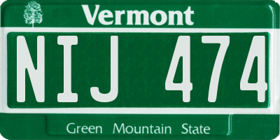 VT license plate NIJ474