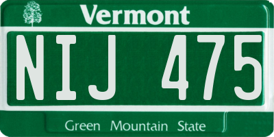 VT license plate NIJ475