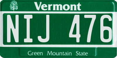 VT license plate NIJ476