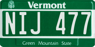 VT license plate NIJ477