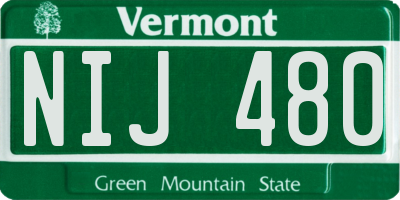 VT license plate NIJ480