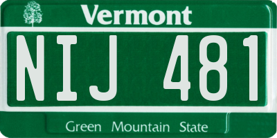 VT license plate NIJ481