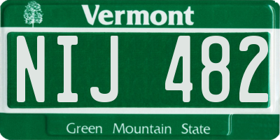 VT license plate NIJ482
