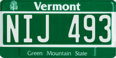 VT license plate NIJ493