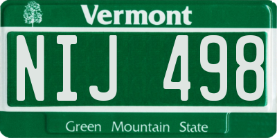 VT license plate NIJ498
