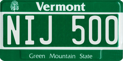 VT license plate NIJ500