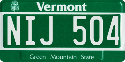 VT license plate NIJ504