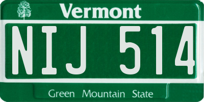 VT license plate NIJ514