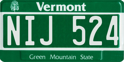 VT license plate NIJ524