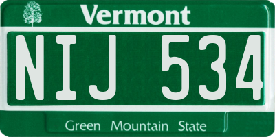 VT license plate NIJ534