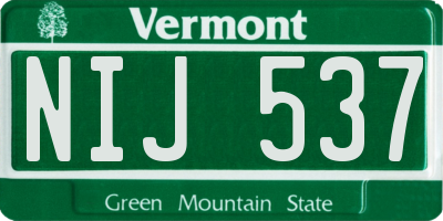 VT license plate NIJ537