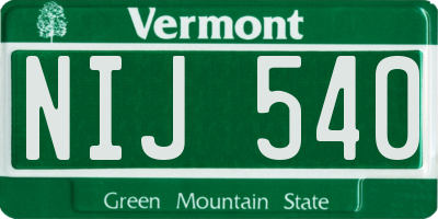 VT license plate NIJ540