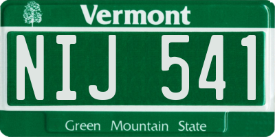 VT license plate NIJ541