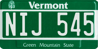 VT license plate NIJ545
