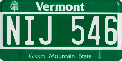 VT license plate NIJ546