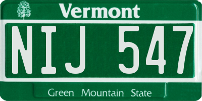 VT license plate NIJ547