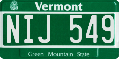 VT license plate NIJ549
