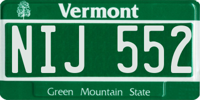 VT license plate NIJ552
