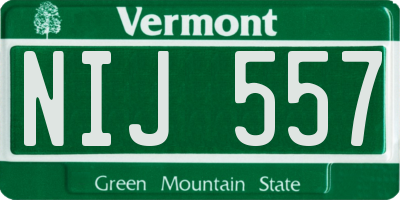 VT license plate NIJ557