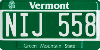VT license plate NIJ558